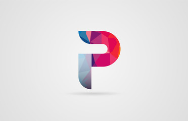 alphabet letter p logo design with rainbow colors