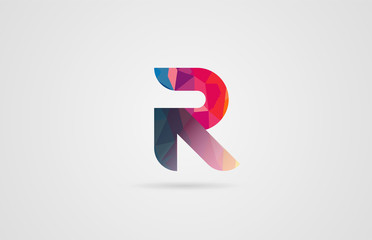 alphabet letter r logo design with rainbow colors