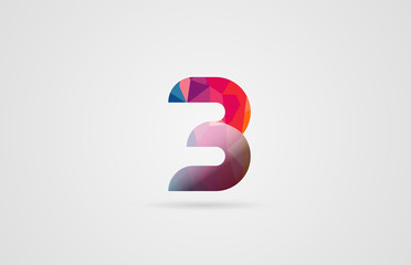 number 3 logo design with rainbow colors