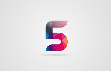 number 5 logo design with rainbow colors