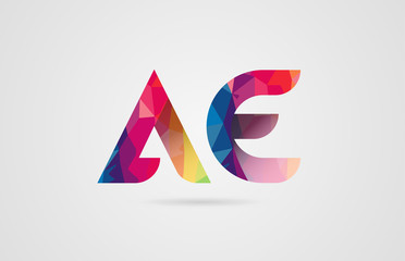 alphabet letter ae a e logo combination design