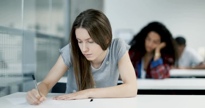 High school students in an exam