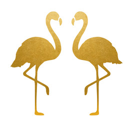 Golden Flamingo. Isolated. Vector.