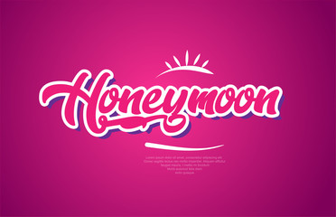 honeymoon word text typography pink design icon