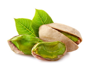 Pistachio with leaf