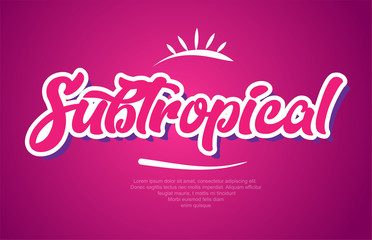 subtropical word text typography pink design icon