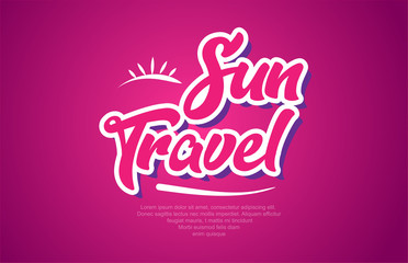 sun travel word text typography pink design icon