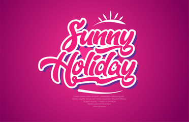 sunny holiday word text typography pink design icon