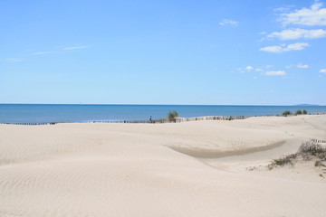 Plage de rêve dans le Languedoc, le petit travers, plage de sable fin à Carnon, Hérault, Occitanie, France
