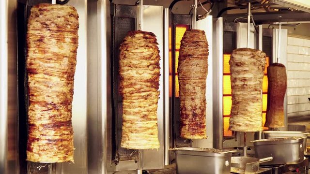 Doner Kebab On Rotating Vertical Spit