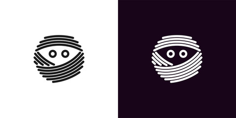 Mummy face with eyes in outline style