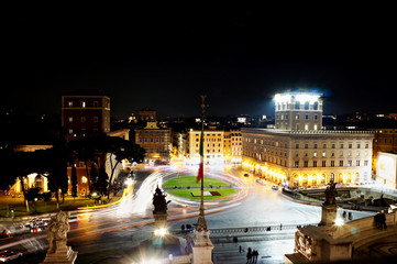 Fototapeta na wymiar Piazza Venezia, Rome at Night