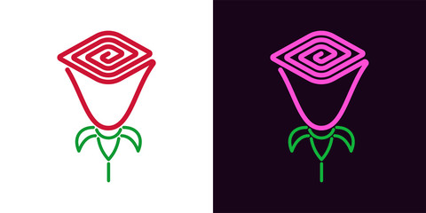 Icon of Rose flower in outline style