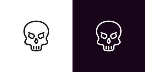 Human skull in outline style, vector