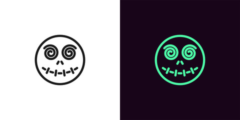 Zombie head in outline style