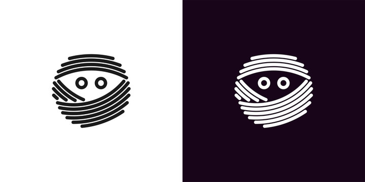 Mummy face with eyes in outline style