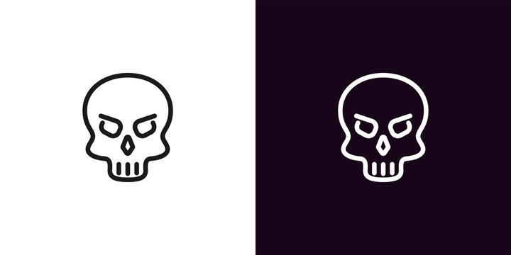 Human skull in outline style, vector