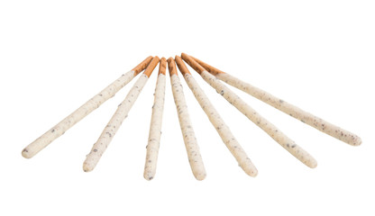 biscuit stick in chocolate isolated