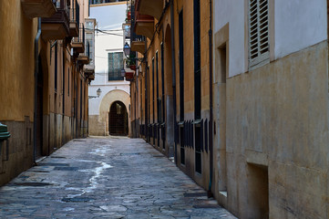 Fototapeta na wymiar Old street in the historic center of Palma de Mallorca, Spain
