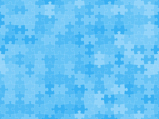 Blue puzzle pieces. Seamless pattern. Vector