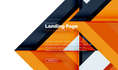 Square shape geometric abstract background, landing page web design template