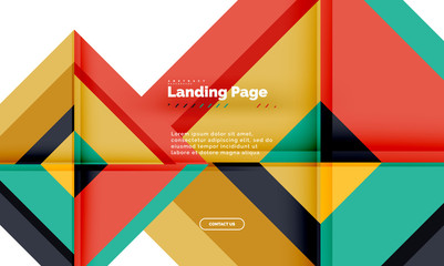 Square shape geometric abstract background, landing page web design template