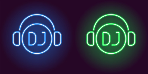 Neon DJ sign in Blue and Green color