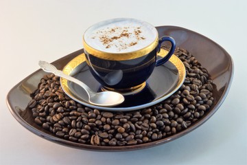 natural coffee in a Cup on a tray