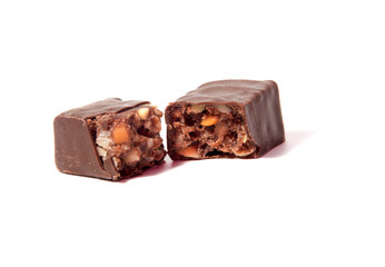 chocolate candy isolated on white background. delicious truffle. Delicious chocolate pralines isolated