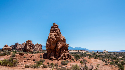 Erosion of sandstone rocks in Utah, USA. Arches National Park