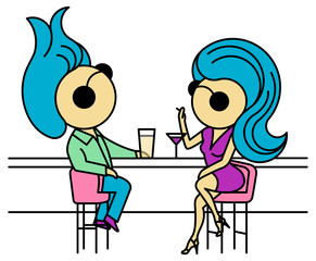 Illustration of a man walking on a rope taking a risk and trying to keep on BALANCE in isolated vector format