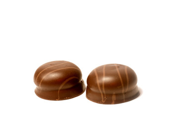 chocolate candy isolated on white background. delicious truffle. Delicious chocolate pralines isolated