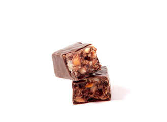 chocolate candy isolated on white background. delicious truffle. Delicious chocolate pralines isolated