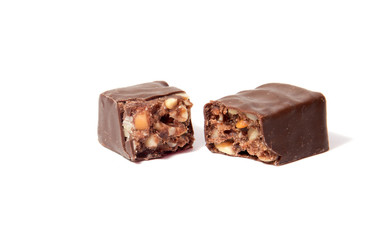 chocolate candy isolated on white background. delicious truffle. Delicious chocolate pralines isolated