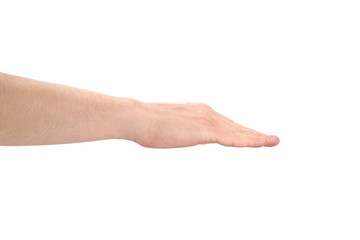Male hand, isolated on white background