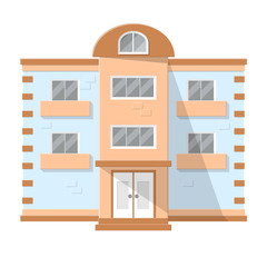 Facade of a dwelling house. Isolated on white background. Flat style vector illustration. EPS10
