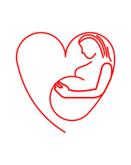 Heart symbol and a pregnant woman logo