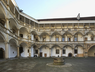 Courtyard of castle of Silesian Piasts in Brzeg. Opole voivodeship. Poland