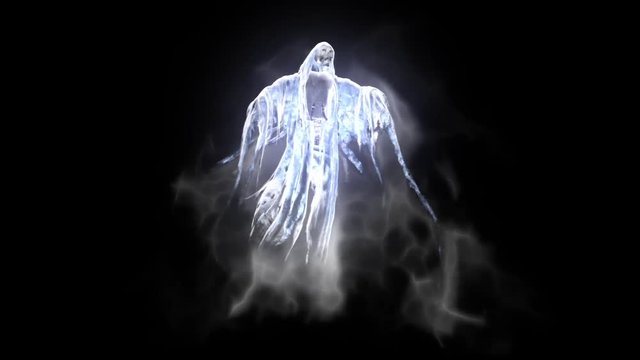 Spectral Phantom Halloween Horror Alpha Matte Down 3D Rendering Animation