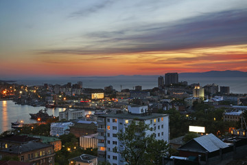 Fototapeta na wymiar Golden Horn bay in Vladivostok. Russia