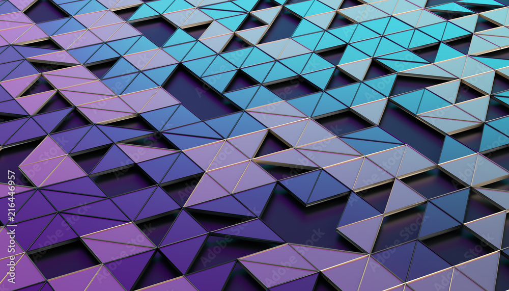 Poster abstract 3d rendering of geometric surface. composition with triangles. futuristic modern background