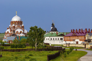 Fototapeta na wymiar Sviyazhsk, Russia, June 04, 2018: Cathedral in the name of the icon of the Mother of God.