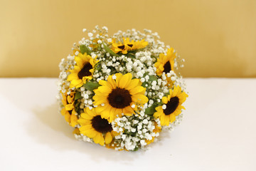 Wedding bouquet with yellow flowers