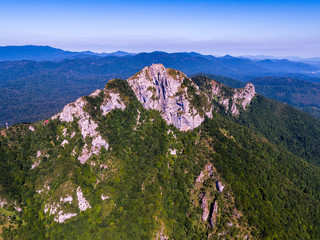 Klek is mountain in north-western Croatia, near Ogulin in Karlovac County. It is the easternmost mountain of the Velika Kapela range of the Dinaric Alps. Drone aerial photo.