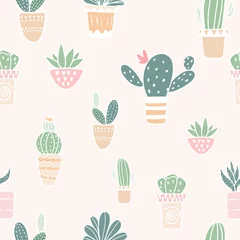 Foto op Canvas Flat design cactus seamless pattern background. © THE YOOTH