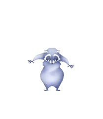 Funny raccoon stares at himself with surprise 