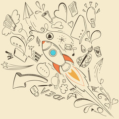 Hand drawn idea concept doodle sketch elements.