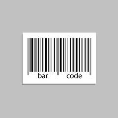 Vector Paper Piece with Bar Code, Black and White Illustration.