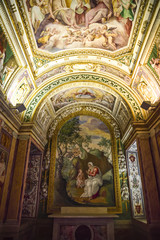 Fototapeta premium Madonna with child. Fresco in the Christian chapel