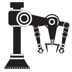 Isolated industrial robot arm icon